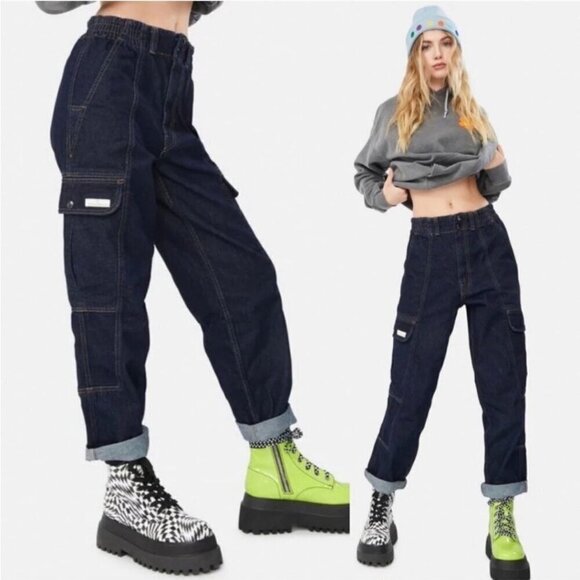 Urban Outfitters BDG Relaxed Skate Jeans Black Snap Cargo Pockets Size 30 - Picture 4 of 11